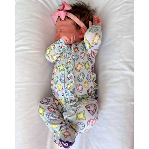 Rainbow Gem Ruffled Footie