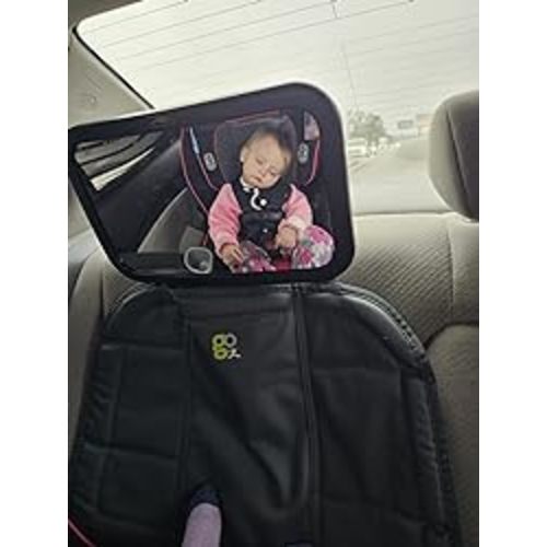 Baby Car Mirror, DARVIQS Seat Safely Monitor Infant Child in Rear Facing Seat, Wide View Shatterproof Adjustable Acrylic 360°for Backseat, Crash Tested and Certified for Safety - Black