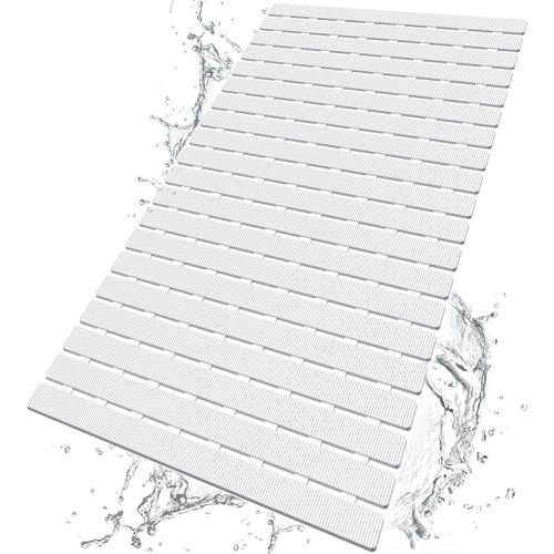 BEMISO Shower Mat Non Slip Bathtub Mat with Suction Cups and Drain Holes 27.5 x15.7 Inch Bath Mat for Tub & Shower.Easy Dry,Easy to Cut,Eco-Friendly
