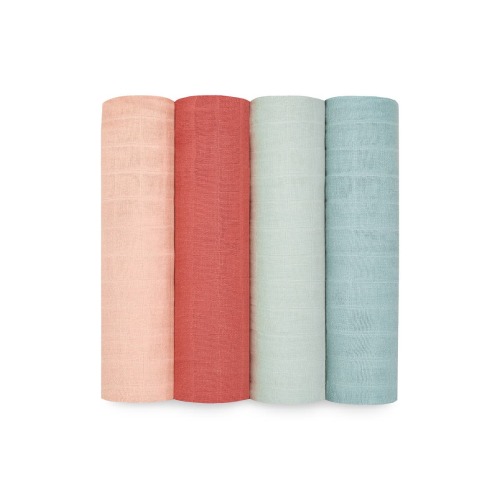 Assorted 4-Pack Organic Cotton Muslin Swaddling Cloths