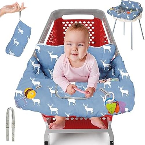 Shopping Cart Cover for Baby PILLANI, High Chair Cover for Restaurant Seat, Grocery Cart Cover for Baby Girl and Boy, Cotton Buggy Covers for Babies, Toddler Shopping Cart Cover
