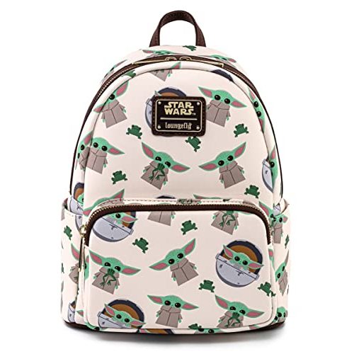 Loungefly Star Wars The Mandalorian Baby Yoda Grogu AOP Womens Double Strap Shoulder Bag Purse