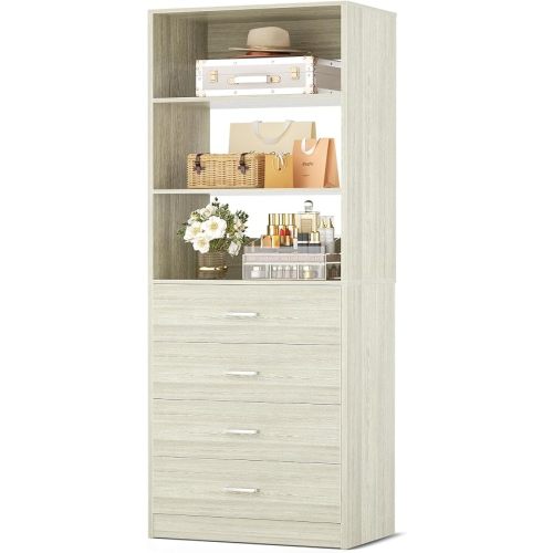 Aheaplus Closet Drawers System, 21.3" Wood Closet Organizer with 4 Drawers