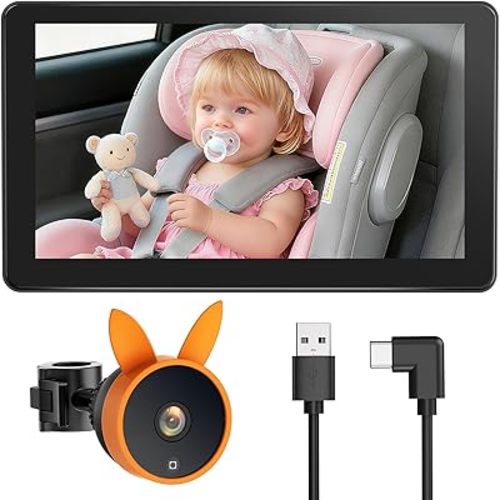 Babyvue BV4 7 inch Baby Car Camera, HD 1080P Clear View with Night Vision(Orange)