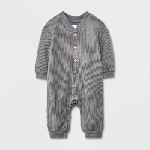 Grayson Mini Baby Button-Front Romper - Gray 3-6M