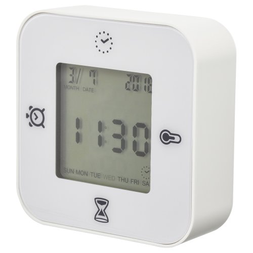 KLOCKIS Clock/thermometer/alarm/timer - white 7x7 cm