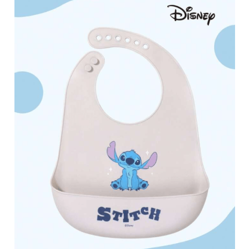 1pc Disney Stitch Silicone Baby Bibs, Adjustable 3 Sizes Fits Daily Use