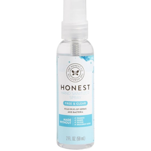 The Honest Company Plant-Based Hand Sanitizer Spray | Kills 99.9% of Germs | Hypoallergenic, Quick-drying + Moisturizing | Fragrance Free, 2 fl oz