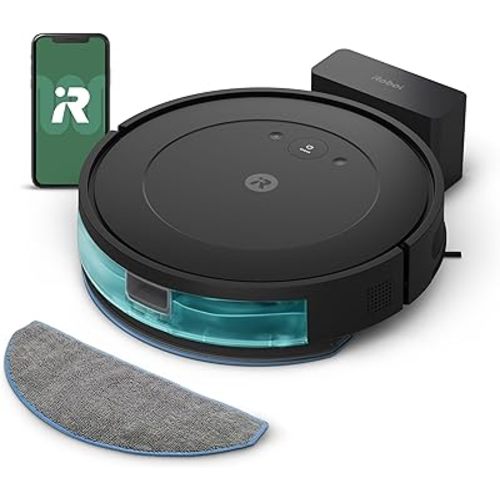 iRobot Roomba Robot Vacuum and Mop Combo (Y0140) - Vacuums & mops, Easy to use, Power-Lifting Suction, Multi-Surface Floors, Smart Navigation, Cleans in Neat Rows, Self-Charging, Bagless, Space-Saving