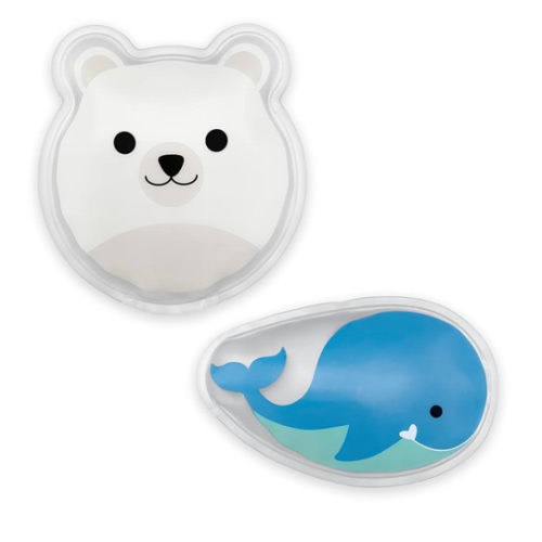 Dr. Brown's Cold Comfort Compress Baby Ice Pack, Freezable Reusable First Aid Pain Relief for Kids, Polar Bear and Whale, BPA Free – 2-Pack