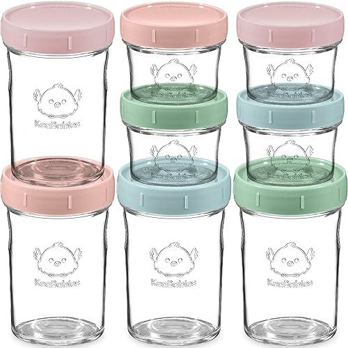 KeaBabies 4pk 8oz & 4pk 4oz Glass Baby Food Containers - Leak-Proof, Microwavable Small Baby Glass Jars with Lids,Baby Food Storage Containers,Baby Snack Containers,BPA-Free Baby Food Jars(Musk Dusk)