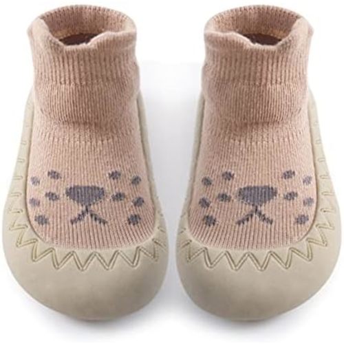 Exegawe Baby Sock Shoes Toddler Cartoon Soft Rubber Sole Non Slip Floor Slipper for Boys Girls First Walking