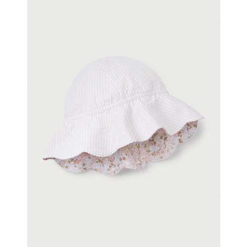 Organic Cotton Petunia Floral & Stripe Reversible Hat (0–6 Mo) | View All Baby | The White Company US