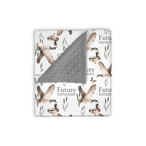Mink Baby Boys Blankets Mallard Duck Hunter, Future Hunting Buddy Reed Soft Double Layer Dotted Backing Receiving Swaddle, Newborn Infant Toddler Nursery Crib Bedding Shower Gift 30" x 40"