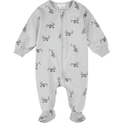 Raccoon Print Footed One-Piece Pajamas, 9M