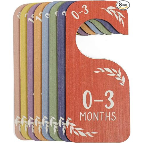 Baby Closet Dividers Clothes Organizer Baby Shower Gifts Nursery Decor Wooden Double-Sided Colorful Hanger for Newborn to 24 Months