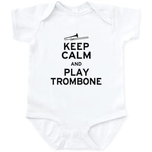 CafePress Keep Calm Play Trombone Infant Bodysuit Cute Infant Bodysuit Baby Romper