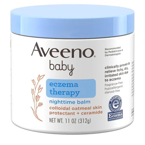 Aveeno Baby Eczema Therapy Nighttime Moisturizing Body Balm, Soothes & Relieves Dry, Itchy Skin from Eczema, HSA/FSA Eligible, Hypoallergenic, Fragrance- & Steroid-Free, 11 oz
