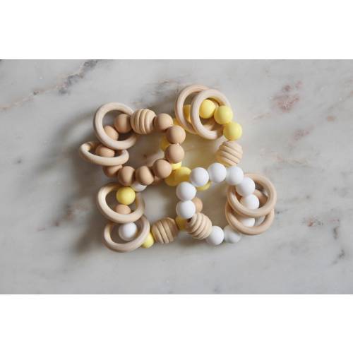 Natural Bee Silicone + Wood Baby & Toddler Ring | Bracelet | Rattle | Toy