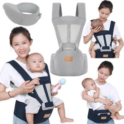 Pandawoo Baby Carrier, 2025 New Baby Carrier, Hands-Free Lightweight & Breathable, 6-in-1 Ergonomic Hip Seat Infant Carrier (Gray)