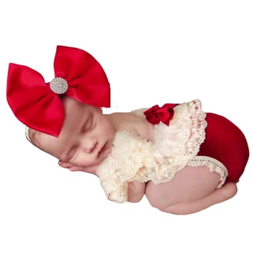 Newborn Christmas Photography Props Girl Outfit Baby Photo Shoot Props Santa Claus Headress Romper Photoshoot Costume
