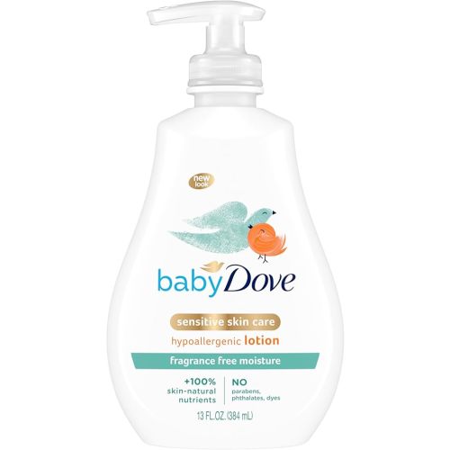 Baby Dove Face and Body Lotion for Sensitive Skin Sensitive Moisture Fragrance-Free Baby Lotion 13 oz