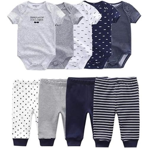 Baby Layette Set Baby Boys' 9-Piece Bodysuits Pants Set Toddler Girl Boy Unisex Baby Gift Sets