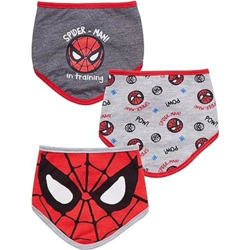 Baby Unisex Superhero Bandana Bib 3-Pack - Baby Bibs (Dark Grey/Grey/Red, 0-12 Months)