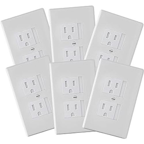 6-Pack Safety Innovations Self-Closing Outlet Covers (For Center Screw Outlets Only) - An Alternative To Wall Socket Plugs for Child Proofing Outlets, (1-Screw), (White)