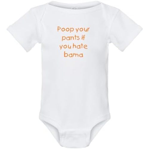 Curiositees Tennessee Fan Poop Your Pants if You Hate the Gators/orBama Baby Jersey Bodysuit Outfit - White