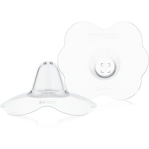 Momcozy Nipple Shield, Floral Contact Nipple Shield for Breastfeeding Moms with Flat or Inverted Nipples, Made Without BPA/BPS, 24mm, 1 Pair