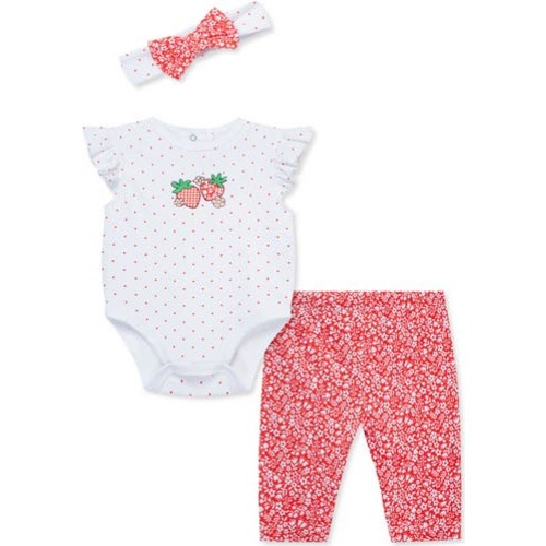 Strawberry Bodysuit, Leggings & Headband Set, 3M
