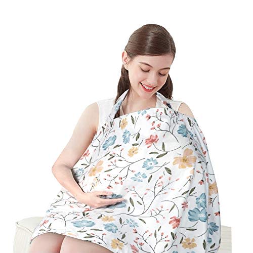 Yoofoss Nursing Cover for Breastfeeding, 100% Cotton Soft Breastfeeding Cover for Infants Babies Nursing Apron Cover for Mother Autumn Winter Breastfeeding (Flowers)