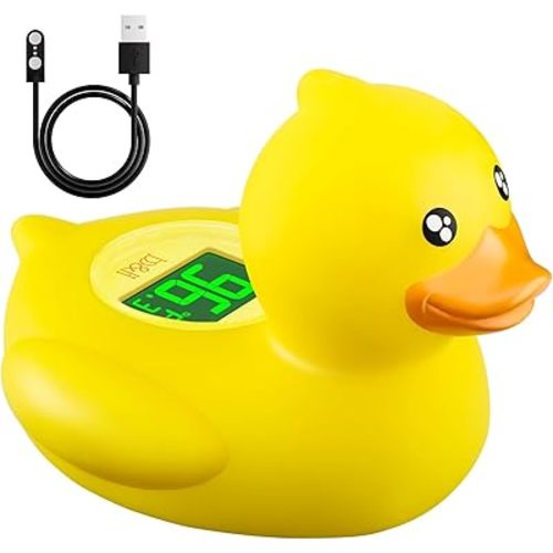 b&h Rechargeable Baby Bath Thermometer, Digital Floating Shower Thermometer for Newborn Bathtub and Room, Upgraded Turn Off Function, Fast Temperature Reading, Safety Infant Bath Time Toy (Baby Duck)