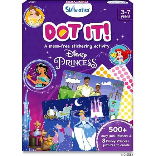 Skillmatics Dot It Sticker Art Activity - Disney Princess, Easter Basket Stuffers, Mess-Free Fun for Kids, Craft Kits, DIY Activity, Travel Toys, Gifts for Boys & Girls Ages 3, 4, 5, 6, 7