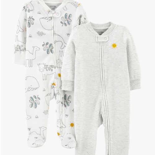 Simple Joys by Carter's unisex-baby 2-way Zip Thermal Footed Sleep and Play, Pack of 2
