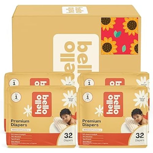 Hello Bello Diapers, Size 1 (8-12 lbs) Flower Child, 128 Count Value Pack of Premium Disposable Baby Diapers, Hypoallergenic with Soft, Cloth-Like Feel