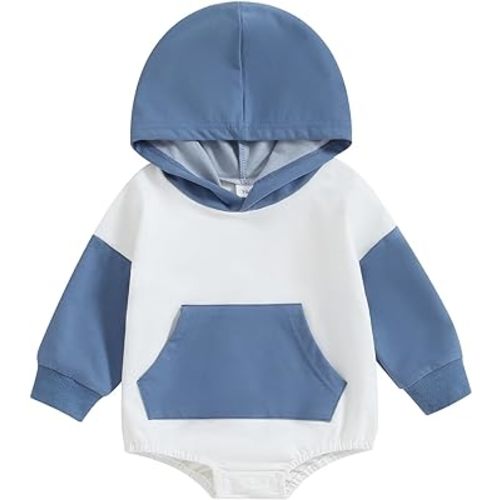 Thorn Tree Newborn Baby Boys Hooded Sweatshirt Long Sleeve Solid Romper Infant Baby Fall Winter Spring Outfits