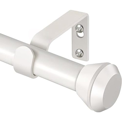 Curtain Rod 32 to 58 Inch, HOTOZON Heavy Duty Curtain Rods for Windows, Decorative Single Drapery Rod with Diamond Finials, White