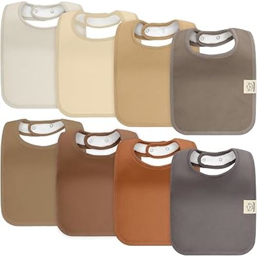 KeaBabies 8-Pack Organic Baby Bibs for Boy, Girl, Drool Bibs for Baby Boy & Girl Toddler, Infant Bibs, Cotton Bibs, Super Absorbent Drooling Teething Bibs(Terracotta)