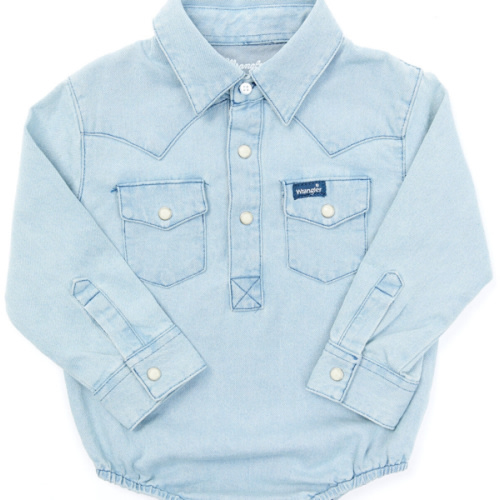 Wrangler Infant Boys' Long Sleeve Collared Onesie