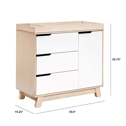 Babyletto Hudson 3-Drawer Changer Dresser with Removable Changing Tray in Washed Natural and White, Greenguard Gold Certified - Washed Natural/White