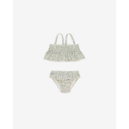 Smocked Ruffle Bikini || Blue Blossom