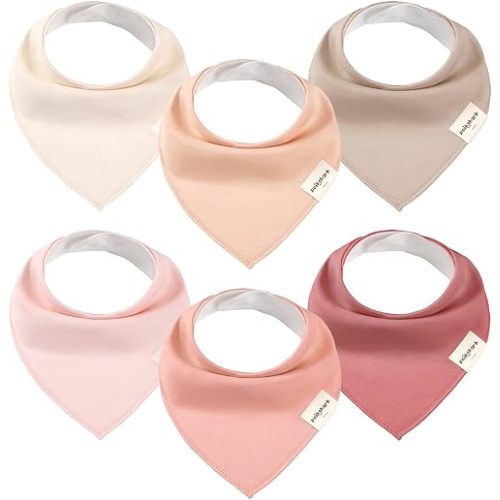 6 Pack Baby Bibs for Teething and Drooling, Organic Infant Bandana Drool Bibs for Boys and Girls, Unisex Color, Soft Cotton Bibs for Newborn - Sakura