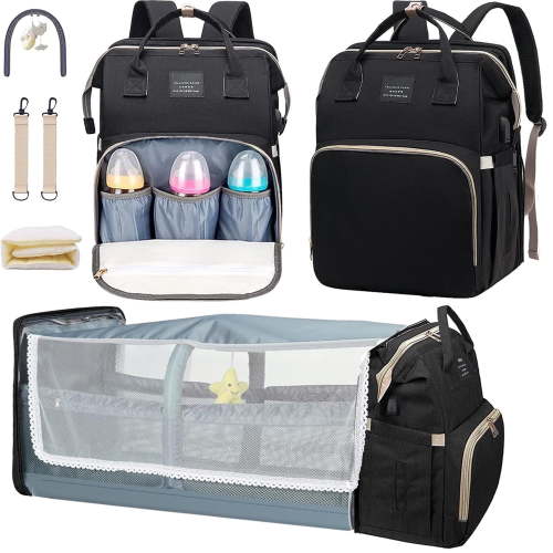 Anoak Baby Diaper Bag Backpack with Changing Station, Large Capacity Baby Bag, Waterproof Travel Backpack with USB Charging Port, Stroller Straps , Baby Shower Gifts