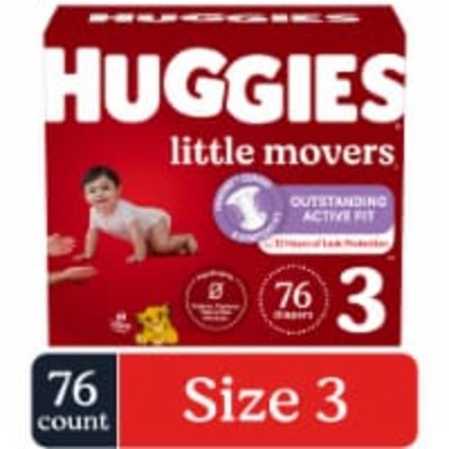 Huggies Little Movers Baby Diapers Size 3 (16-28 lbs), 76 count