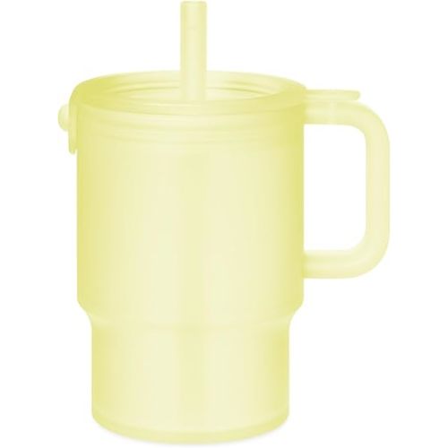 Olababy Clear Sense Silicone Tumbler with Handle & Straw 11 oz, Toddler & Kids Spill Proof Sippy Cup, Leak Resistant, BPA Free Baby Cup, Cupholder Compatible Travel Quencher (Lemon, 1 PK)