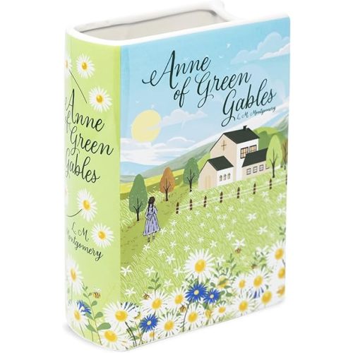 Steel Mill & Co Original Large Book-Shaped Decorative Vase, Ceramic Vases for Home Decor, Cute Bookshelf Decor, Unique Vase for Book Lovers, Anne of Green Gables