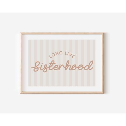 Blush Long Live Sisterhood Stripe Downloadable Print, Girl Nursery Decor, Twins Room, Sister Room Wall Decor, Quote Kids Wall Art, Printable