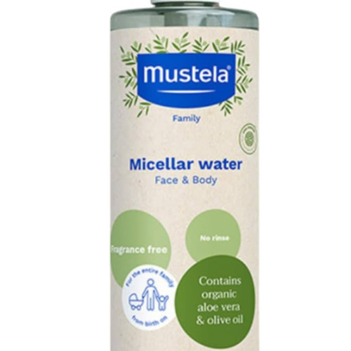 Mustela Certified Organic Micellar Cleansing Water -No-Rinse Natural Water Cleanser w/ Olive Oil & Aloe Vera - For Baby, Kid & Adult - Fragrance Free, EWG Verified & Vegan -13.5 oz-Packaging may vary